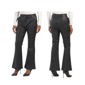 Shinesstar Faux vegan Leather Flare Pants Women's Trousers Black Size L NEW‎